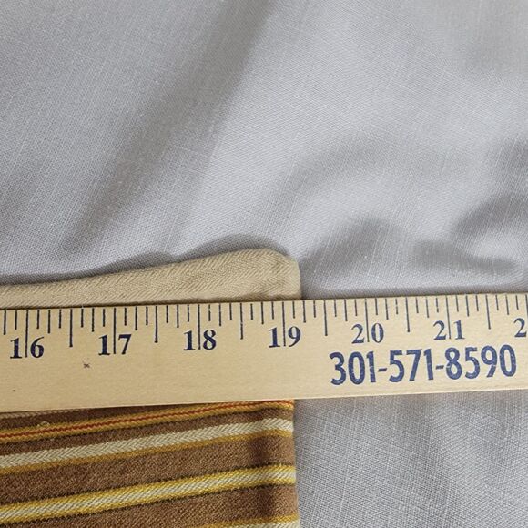 Pottery Barn 2 20x20 Inch Throw Pillow Covers Linen Cotton Blend Neutral Striped - Picture 10 of 11